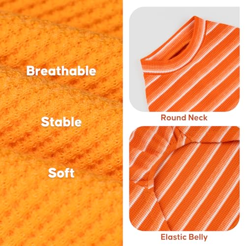 2Pack Waffle Dog Shirt for Small Dogs Striped Dog Sweater Tank Top (Medium (7-11lbs) / 2Pack(orange+Striped))