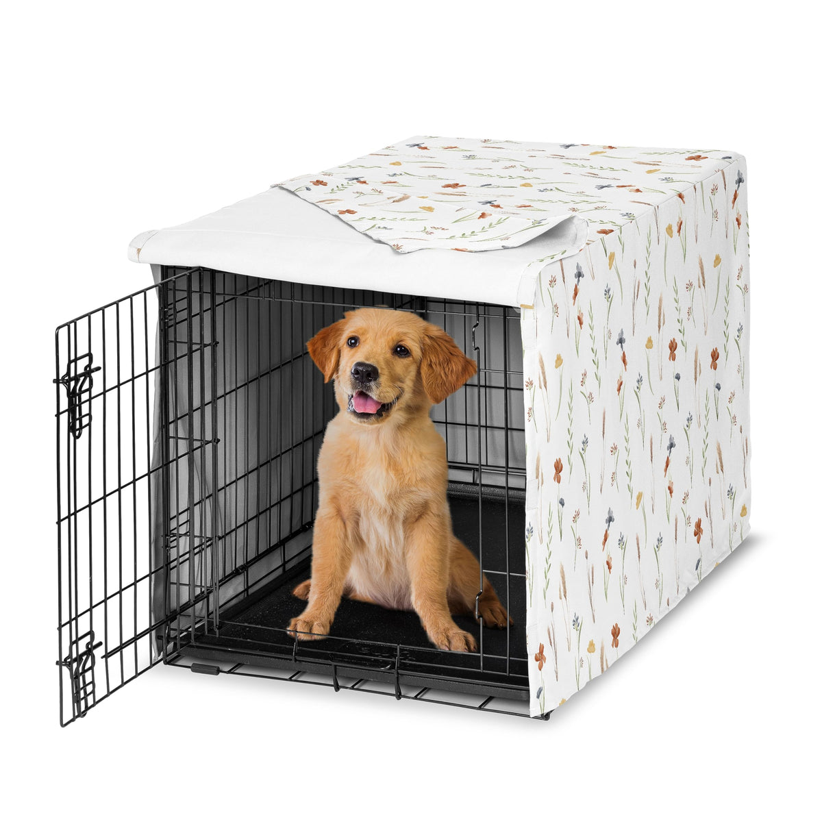 36in. Medium Dog Crate Cover (Garden Rust and Blue / 36in. x 24in. x 23.5in.)