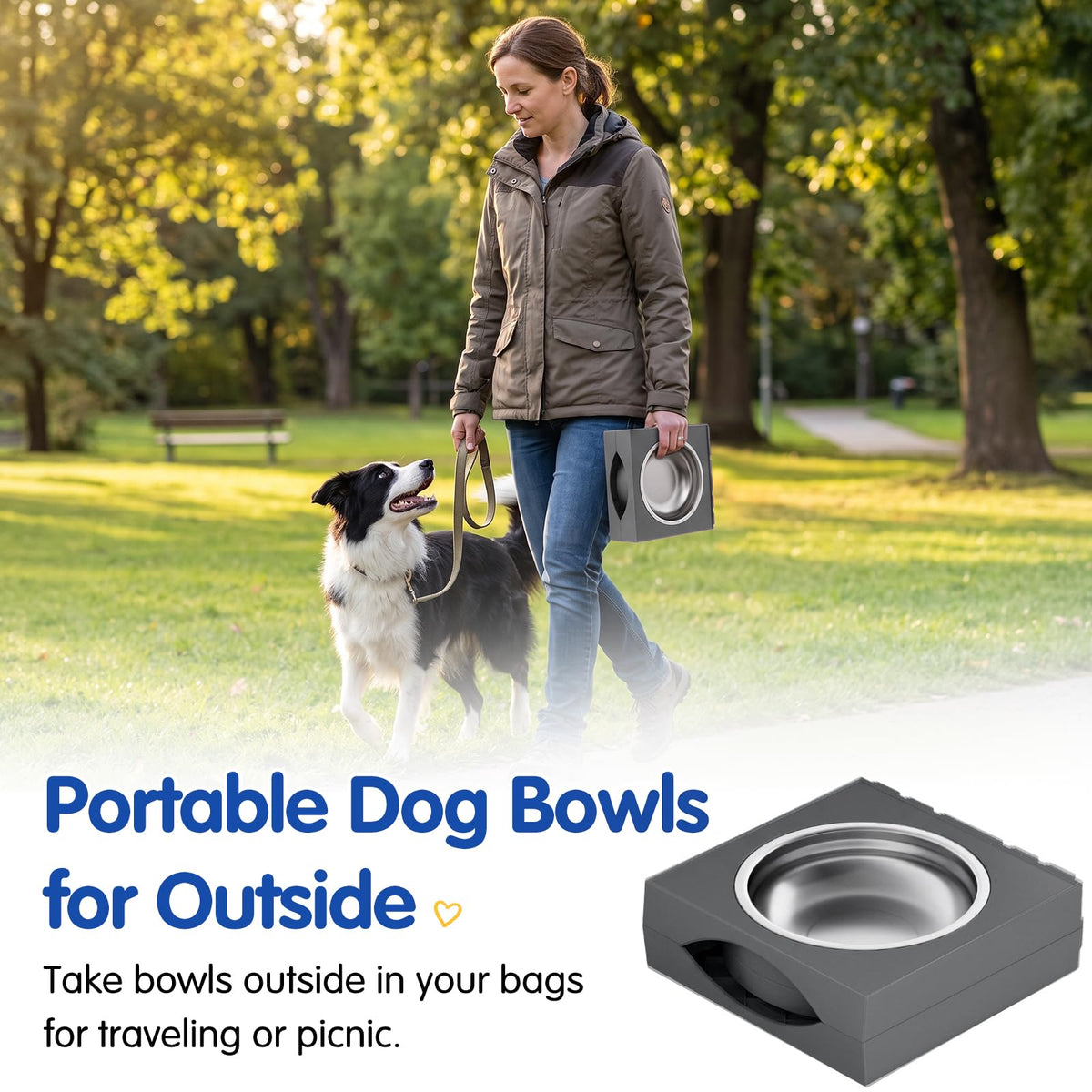 Elevated Dog Bowls Large Breed Raised Dogs Bowl Stand Large (D-Grey)
