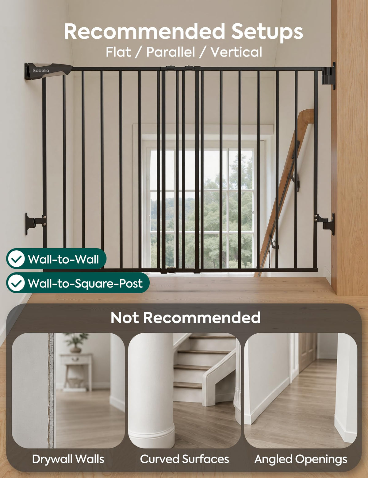Baby Gate for Stairs (Black / 28" H, 24-39" W-Compact)