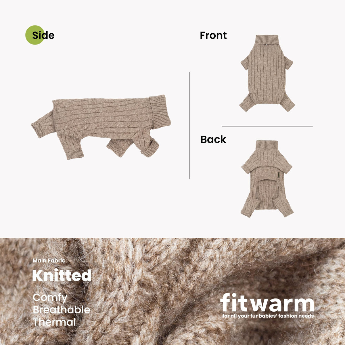 Turtleneck Chunky Knit Dog Sweater (XX-Large / Grey)