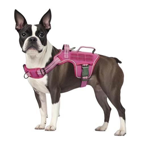 Dog Harness Tactical No Pull for Small Sized Dog with Handle (Pink / S(Neck:16-22",Chest:20-28"),18-35 lbs)