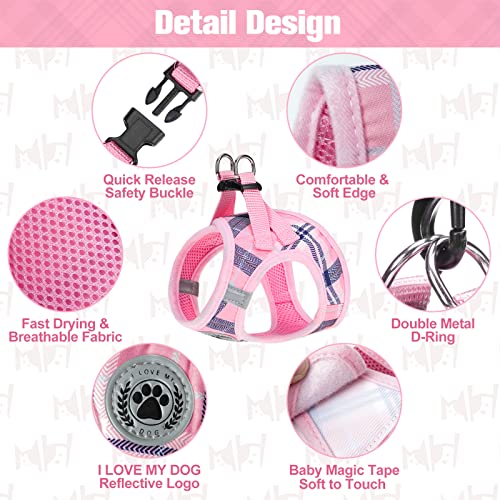 Small Dog Harness and Leash Set (XSmall(Chest Girth 13" - 14.5") / Pink)