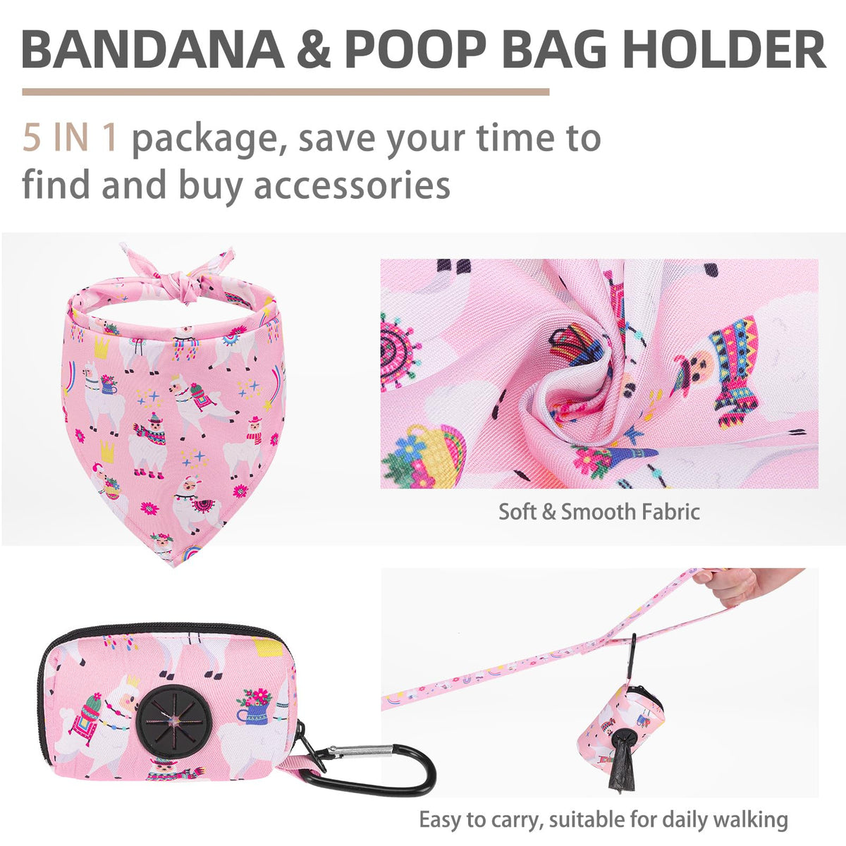 Dog Harness Collar and Leash Set No Pull for Small Medium Sized (Light Pink(Alpaca) / S (CHEST 14.5"-16"))