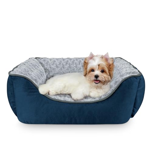 Rectangle Dog Bed for Large Medium Small Dogs (Navy Blue / S(20"x 19"x 6"))