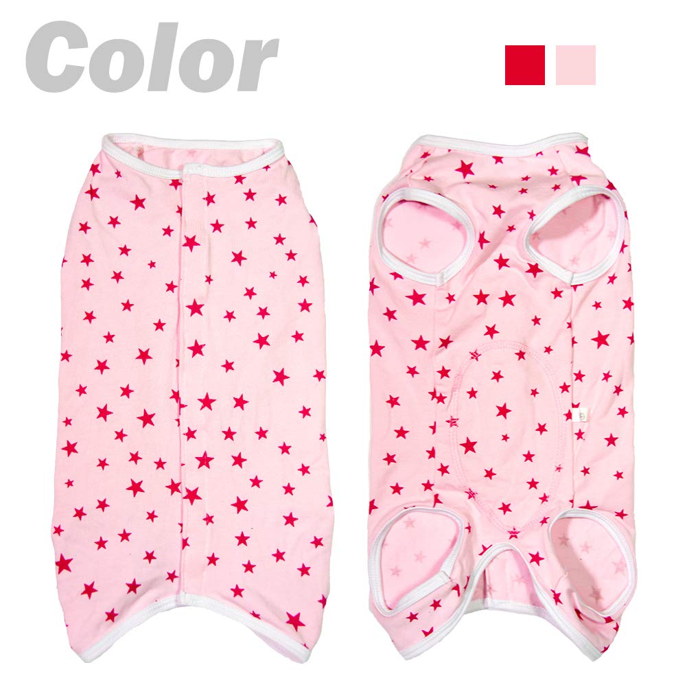 Dog’s Recovery Suit Post Surgery Shirt for Puppy (X-Small / pink stars)