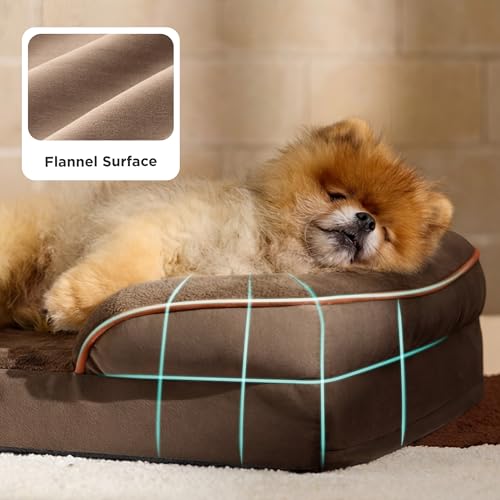 Orthopedic Dog Beds for Small Dogs (Brown / 24"l X 18"w X 6"th)