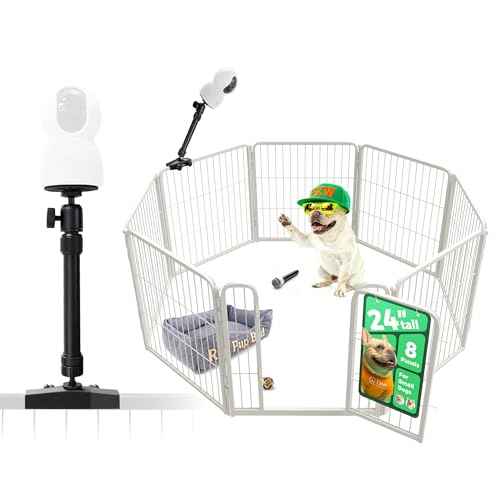 Homeplus Indoor Dog Playpen with Camera Mount (White / 24"H)