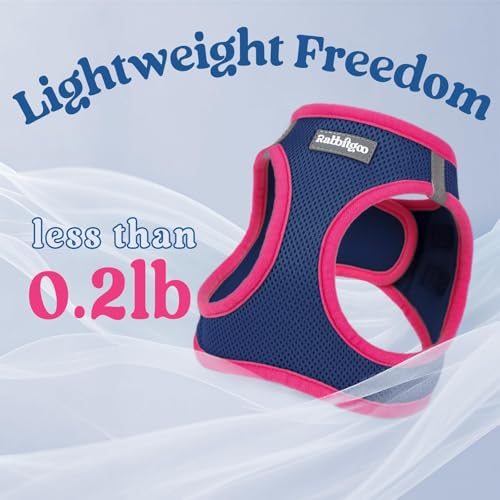 Dog Harness Small Sized and Leash Set (Navy Blue & Rose Red / XS (Chest: 13.3"-15.5"))