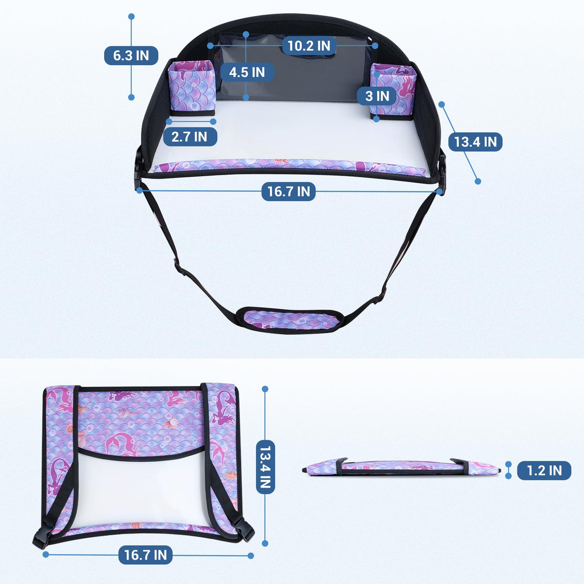 Kids Travel Tray for Toddler Car Seat (Mermaid)