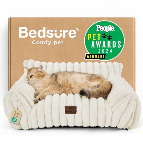 ComfyFleece® Shown on TV Fluffy Cute Cat Couch for Pets (24x18x10" / Cream)