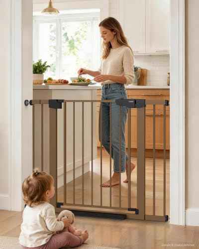 30 43" Wide Baby Gate (Brown / 30"-43" W x 30.5" H)