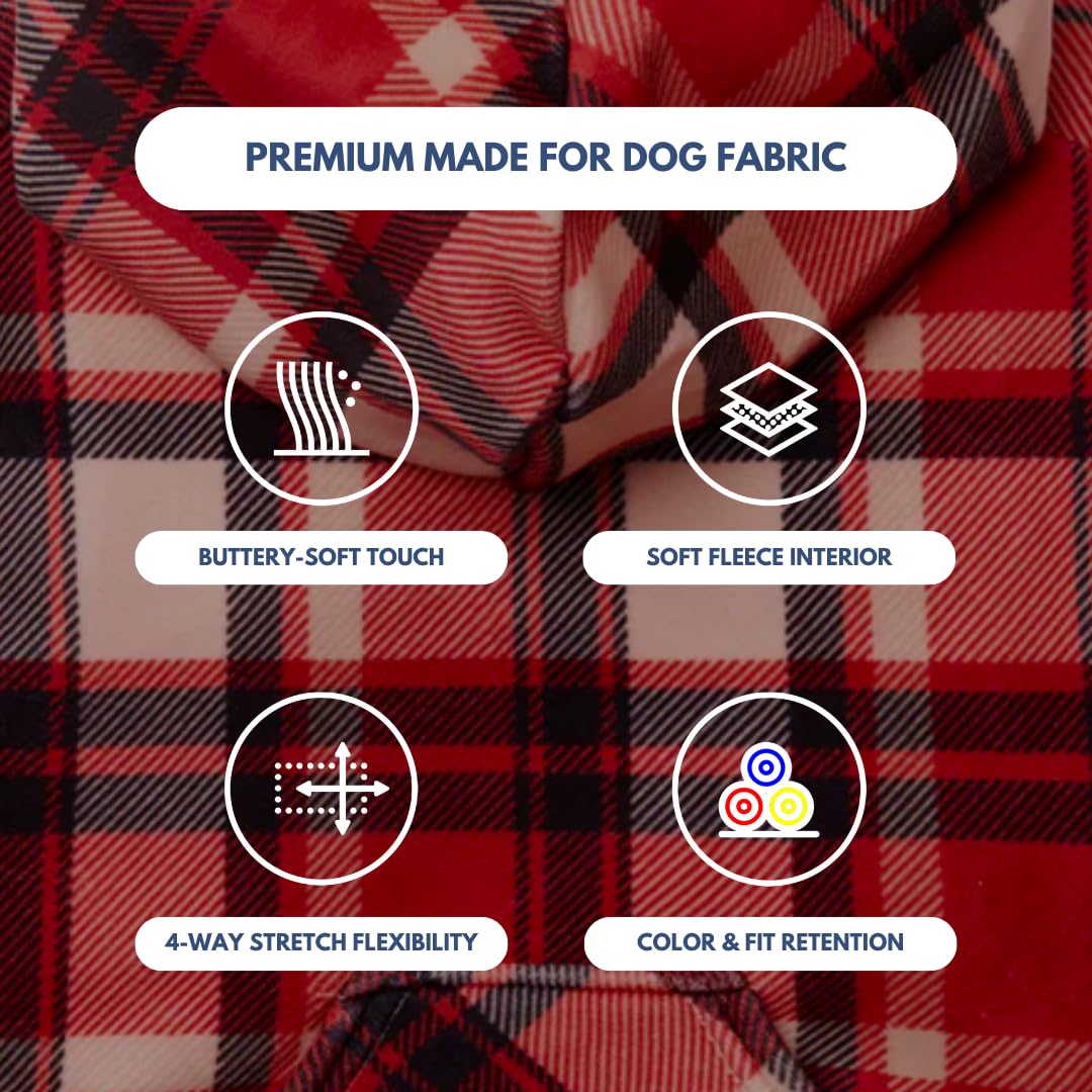 Dog Hoodie Buttery (Red Plaid / Small)
