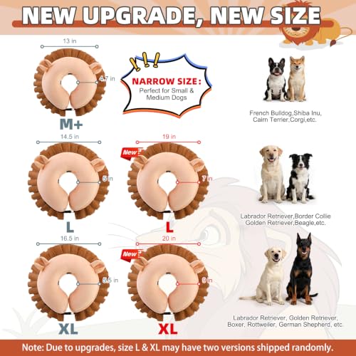 Inflatable Dog Cone Collar Alternative After Surgery (Lion Brown / XL (Neck:18-21in))