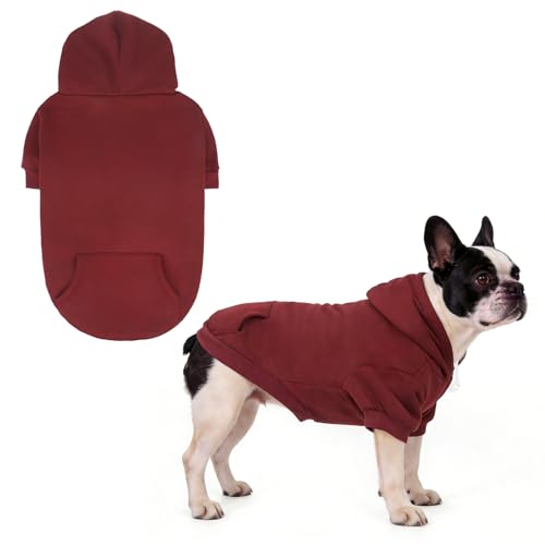Dog Hoodie for Large Medium Small Dogs (Deep Red / Medium)
