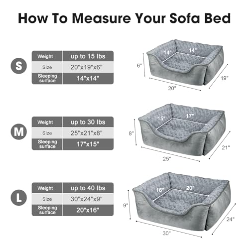Rectangle Dog Bed for Large Medium Small Dogs (Grey / L(30"x 24"x 9"))
