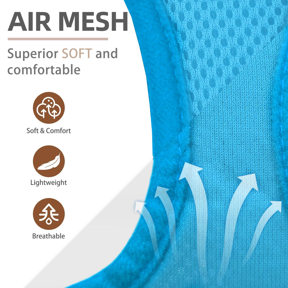 Dog Harness Collar and Leash Set No Pull for Small Medium Sized (Solid LightBlue / S (CHEST 14.5"-16"))