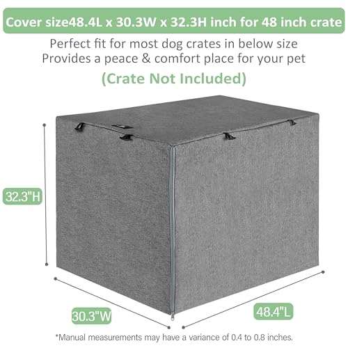 Double Door Dog Crate Cover (48.4"L x 30.3"W x 32.3"H / Grey)