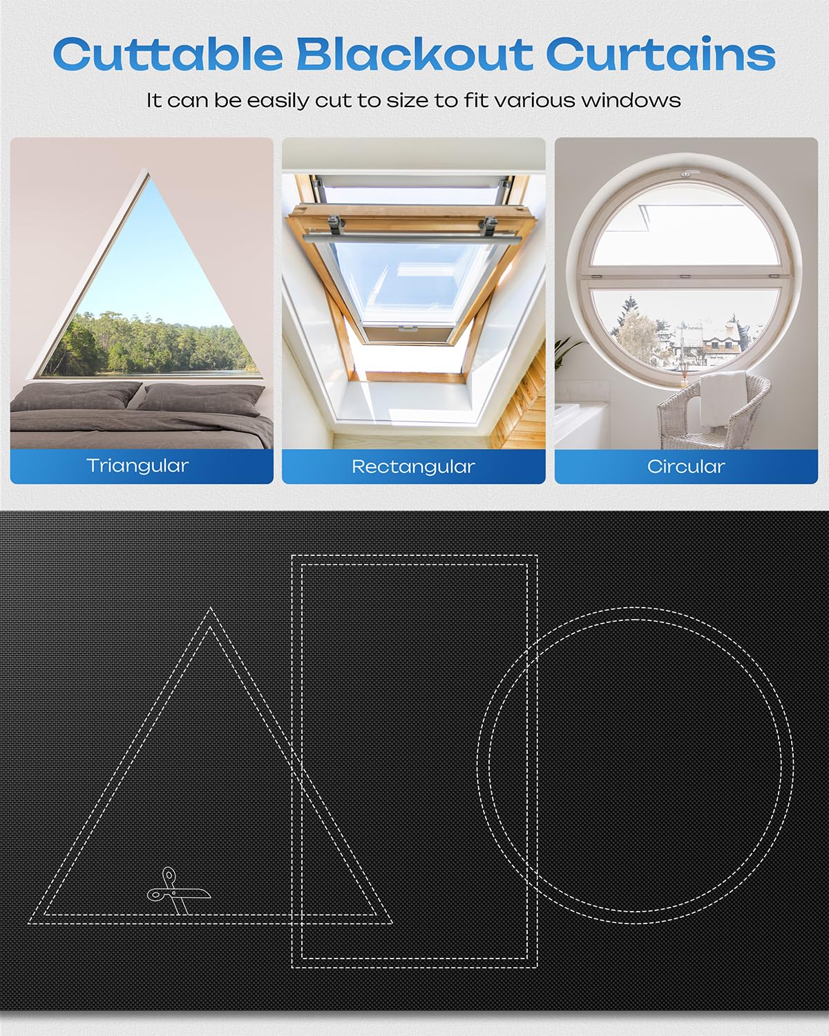 100% Blackout Curtains (Black / 22"W x 36"H)
