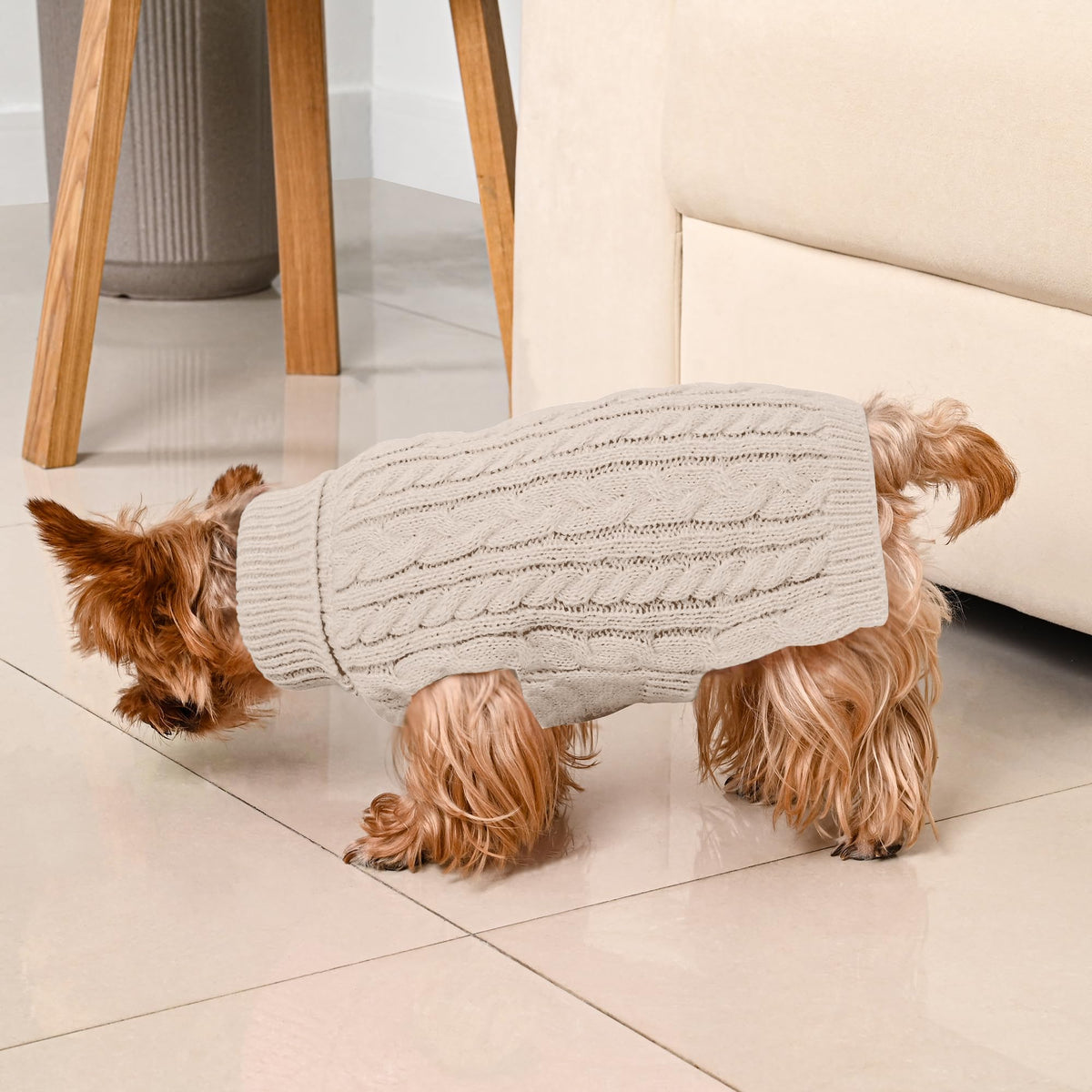 Dog Sweater 2 Pack for Small Dogs (Oatmeal & Brown / Small)