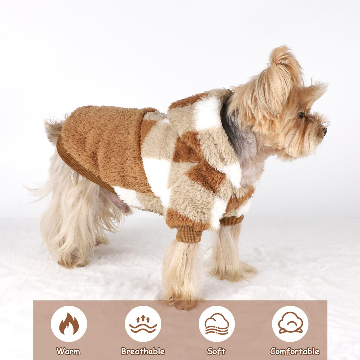 Dog Sweaters for Small Dogs (Small (Chest 14.6 in) / Brown plaid)
