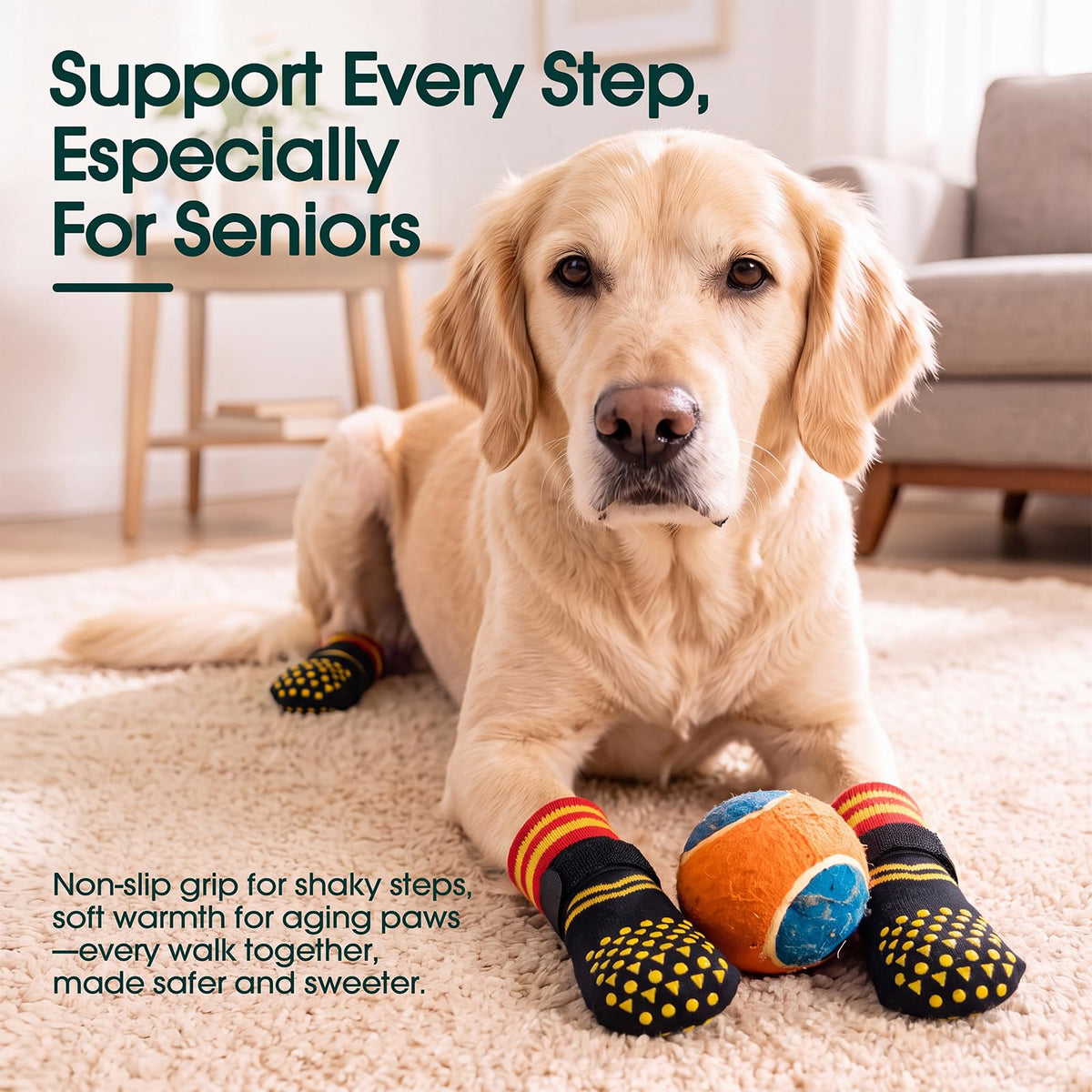2 Pairs Anti Slip Dog Socks with Grips (Xl(paw width: 3.3") / Black)