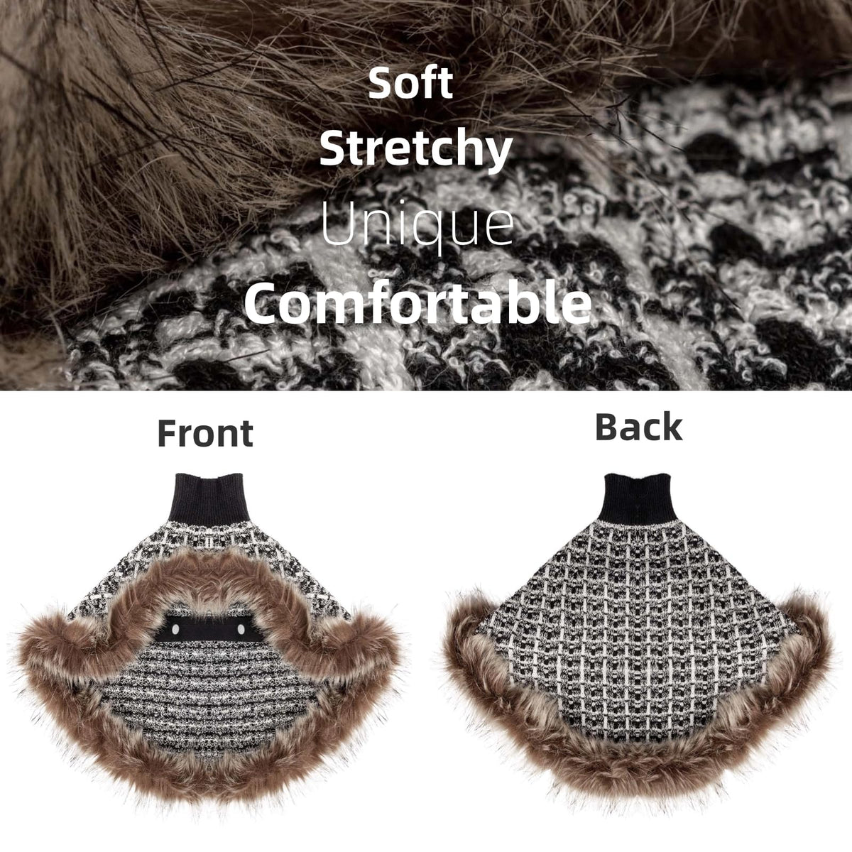 Dog Sweater Cloak (Black / Small(Back Length 10"))
