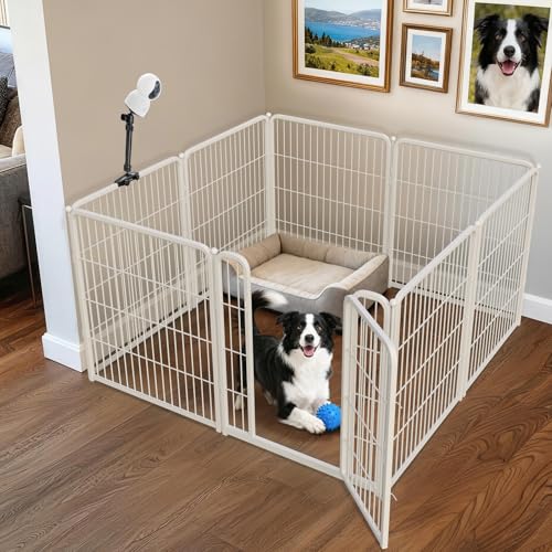 Homeplus Indoor Dog Playpen with Camera Mount (White / 32"H)