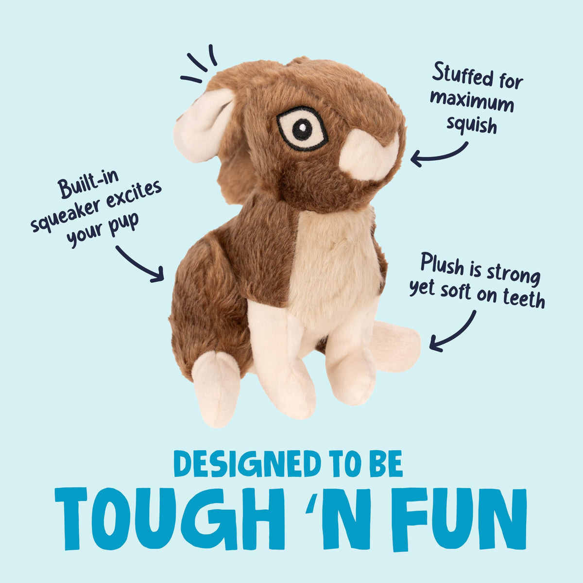 Wildlife Rabbit Squeaky Plush Dog Toy with Chew Guard Technology (Wildlife Rabbit (Brown) / Large)