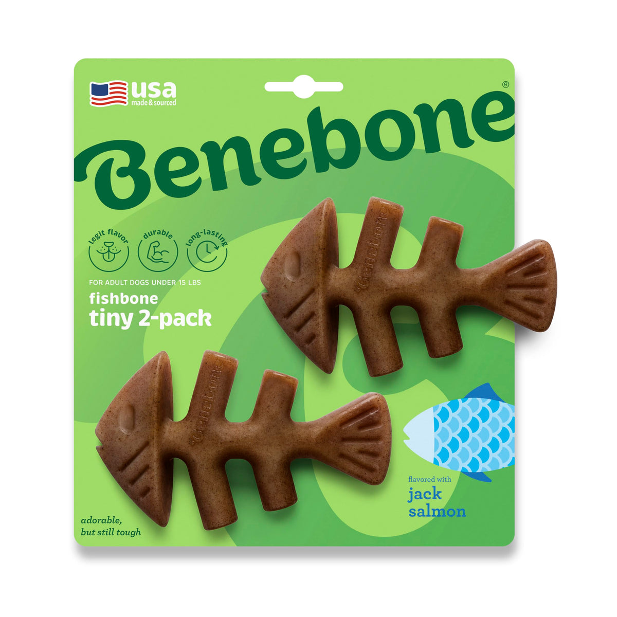 Tiny 2 Pack Fishbone Durable Dog Chew Toys (REAL Jack Salmon / Tiny 2-Pack)