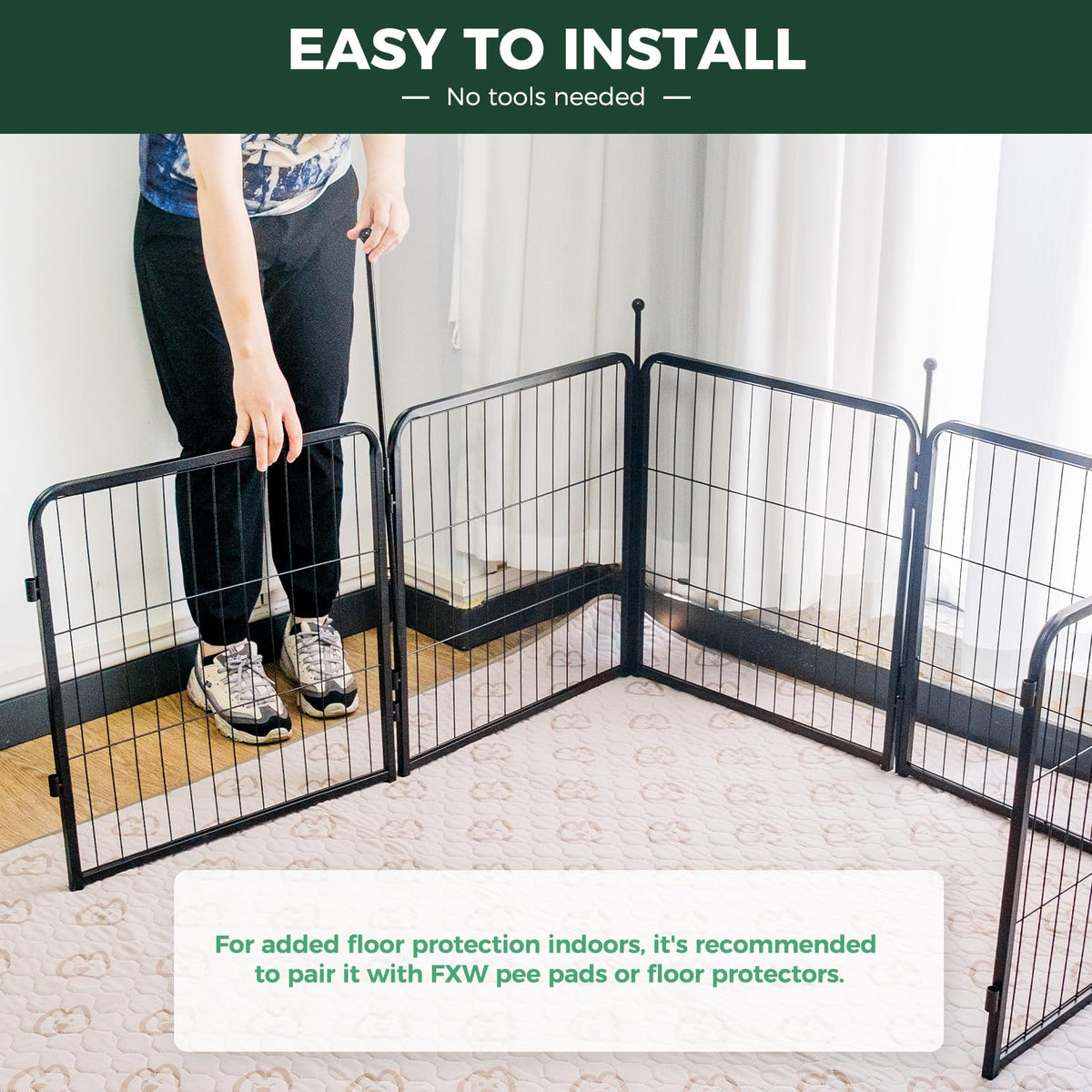Rollick Dog Playpen with Disposable Pee Pads (Black / 24"H)