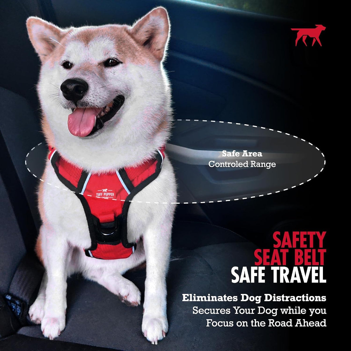 Chew Proof Steel Dog Seat Belt for Cars (Black / Chew Proof LATCH Bar Attachment)
