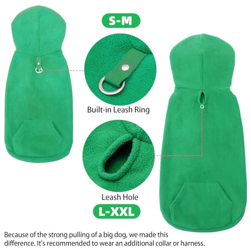 Fleece Dog Hoodie with Pouch (Small / Green)