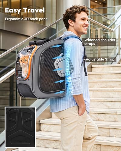 Cat Backpack Carrier (Gray-on-Gray Color Blocking / 12.6"L x 10.2"W x 16.5"H)
