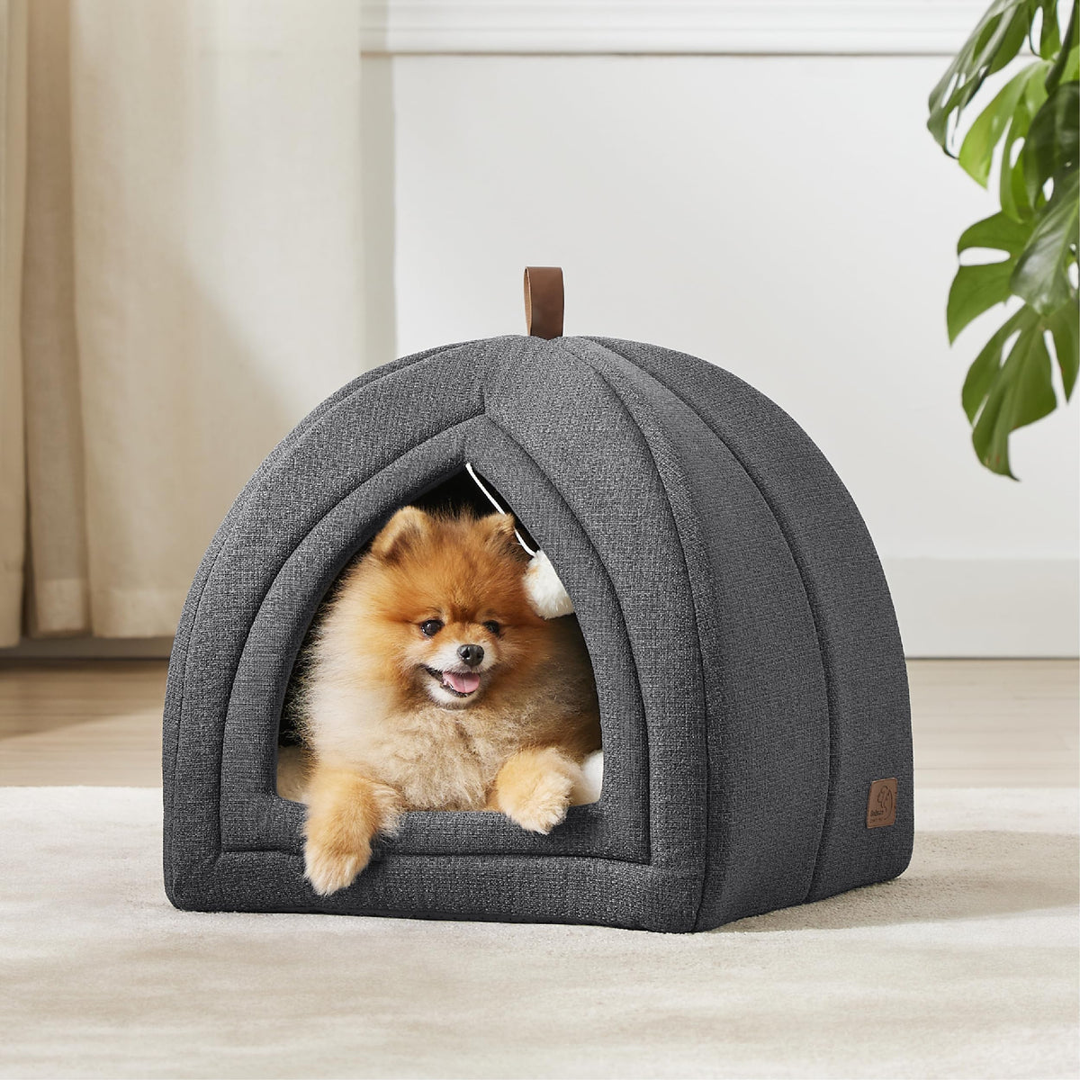 2in1 Cat Beds for Indoor Cats Cave for Kitten with Washable Pillow (L(17.3x17.3x17.3) / Dark Grey)