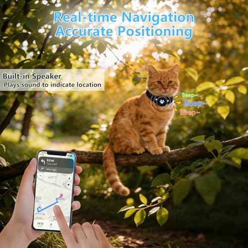 2-in-1 GPS Tracker for Cats: Smart Pet Collar with Real-Time Tracking,No Monthly Fee/Subscription (iOS & Android) Waterproof, Anti-Lost,365-Day Long Battery Life GPS Tracker Cat Collar (Blue) (Blue)