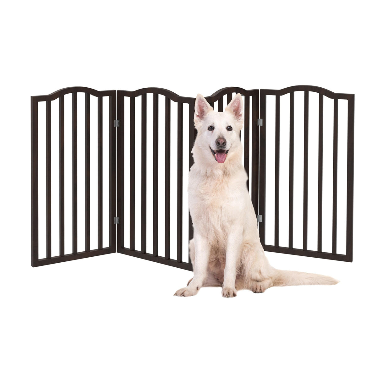 Pet Gate 4 Panel Freestanding Dog Gate Indoor (Brown / 4 Panel)