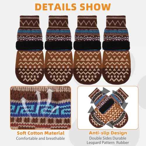 Dog Socks Shoes for Hot Pavement (Brown / X-Small(4 Pack))