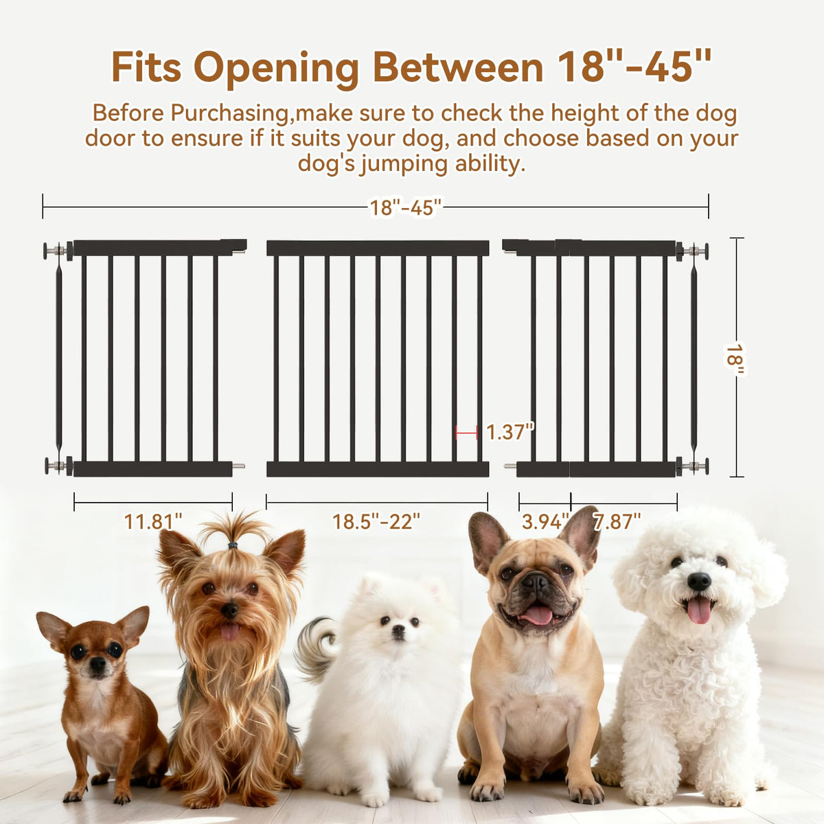 Dog Gate Indoor (18-45''W*18''H / Black)