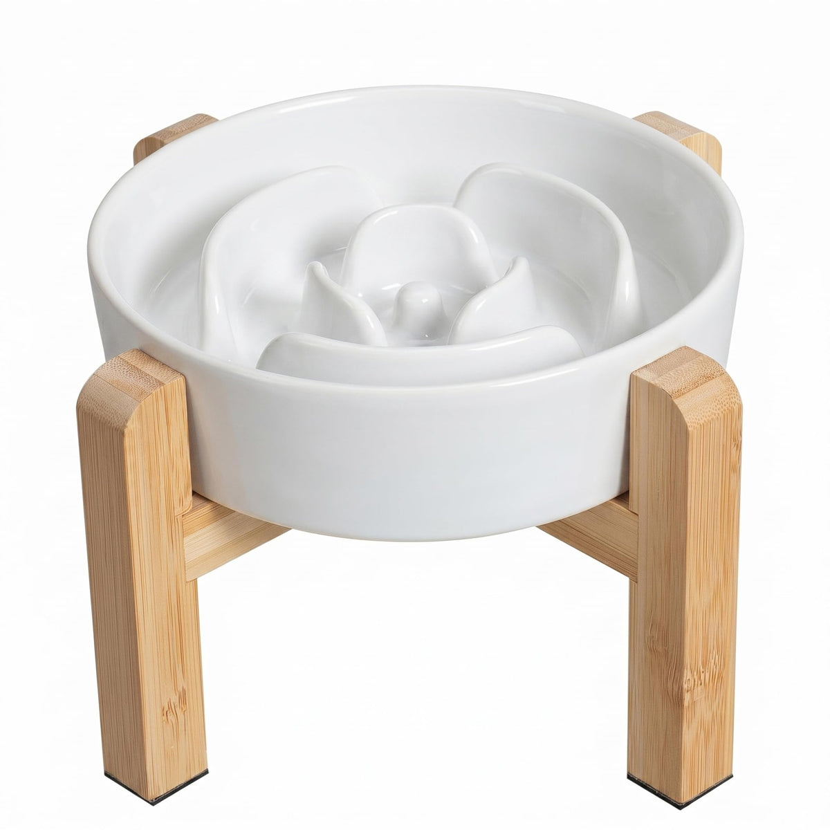 Elevated Slow Feeder Dog Bowl (White / 1.5 Cups)