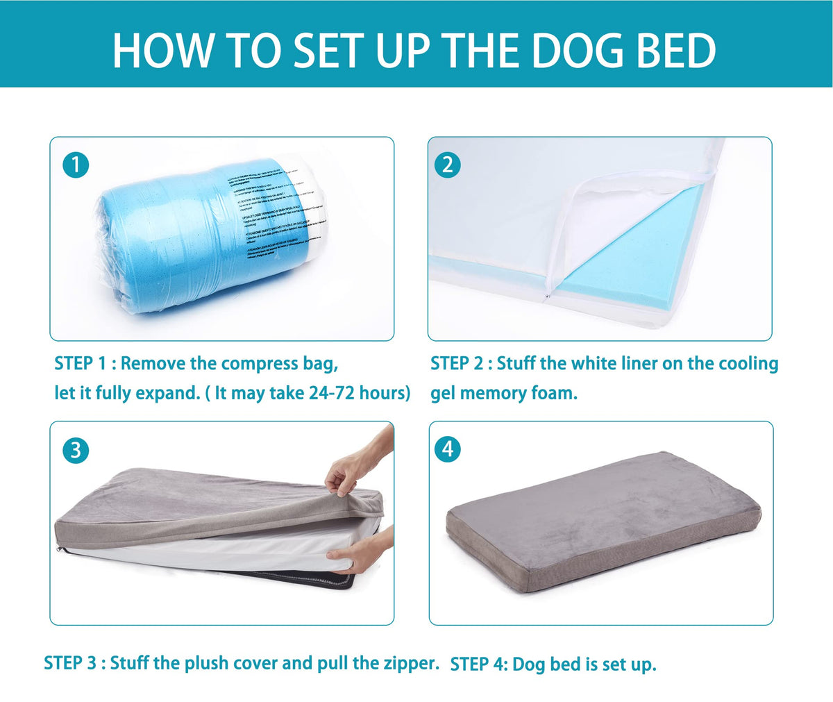 Orthopedic Memory Foam Dog Bed for Large Dogs (Short Plush / XX-Large-47"x 29" x 3.5")