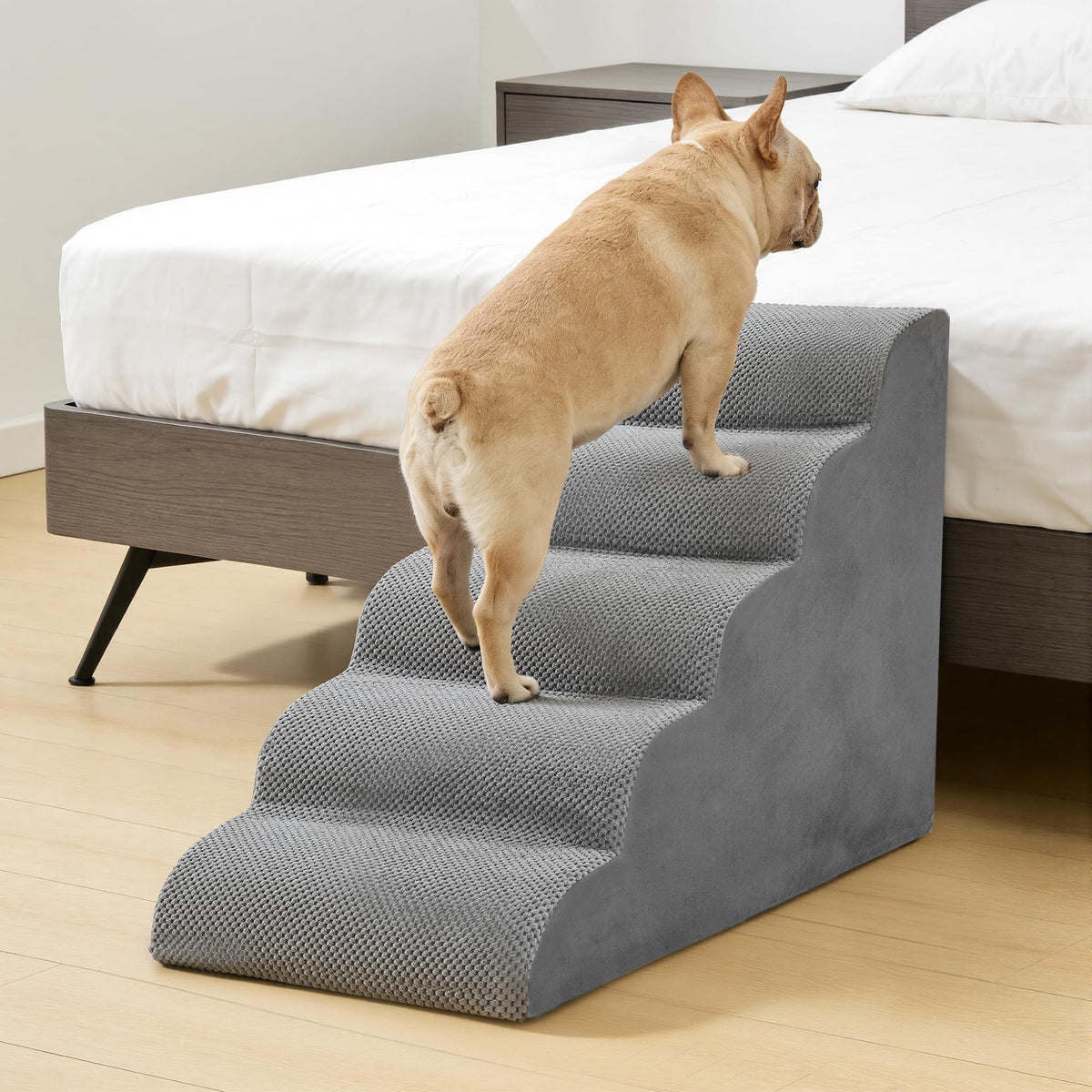 Dog Stairs for Small Dogs and Cats (Grey / Round-22.83"H)