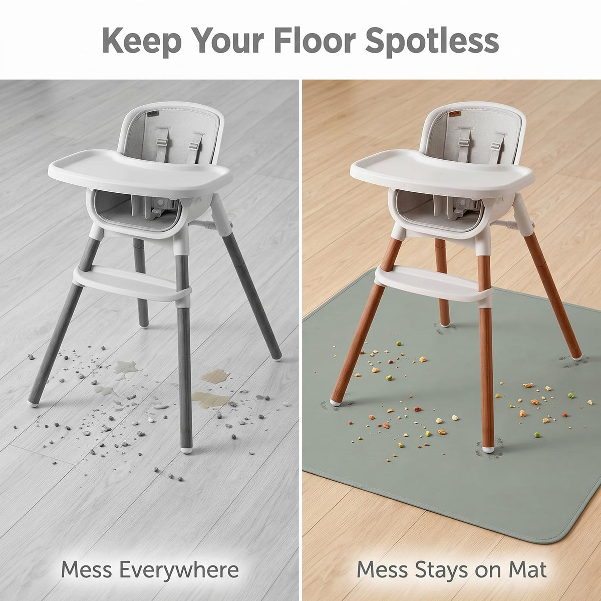 Splat Mat for Under High Chair (Gray)