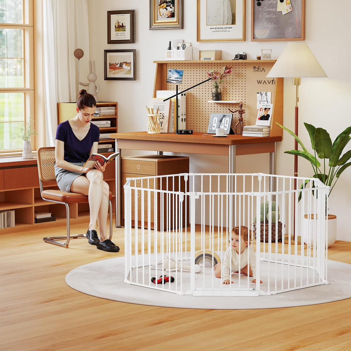 190" Extra Wide Baby Gate Playpen (White / 190" Wide)