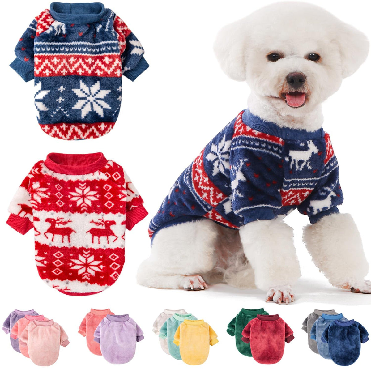 Christmas Dog Sweater (Red,Blue / Large)