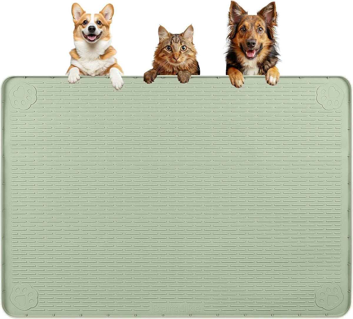 Dog Food Mat 57''x40'' Extra Large Dog Mat for Food and Water (57"L x 40"W / Green)