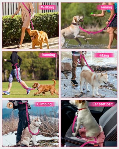Hands Free Dog Leash (RoseRed / Large-5.9-9.5ft)
