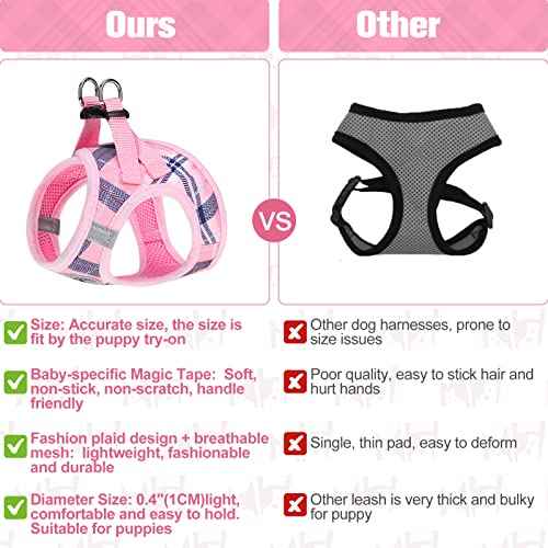 Dog Harness Medium Sized and Leash Set (Medium(Chest Girth 16" - 18") / Pink)