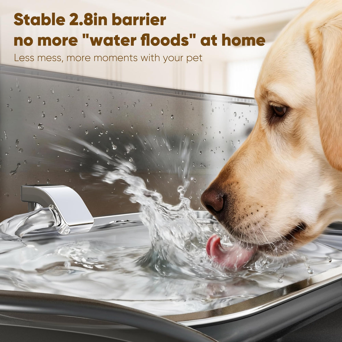 No Spill Dog Water Fountain Stainless Steel (silver)