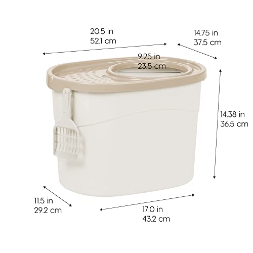 Top Entry Cat Litter Box (Oval / White w/ Scoop)